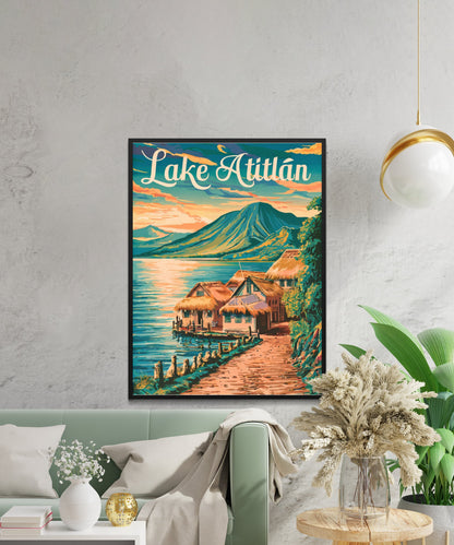 Lake Atitlán Vintage Travel Poster