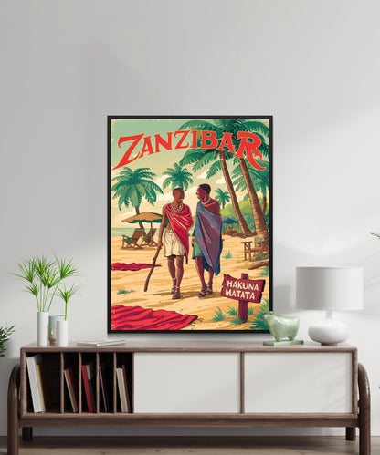 Zanzibar Vintage Travel Poster