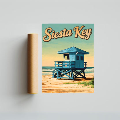 Siesta Key Vintage Travel Poster - Tropical Tranquility