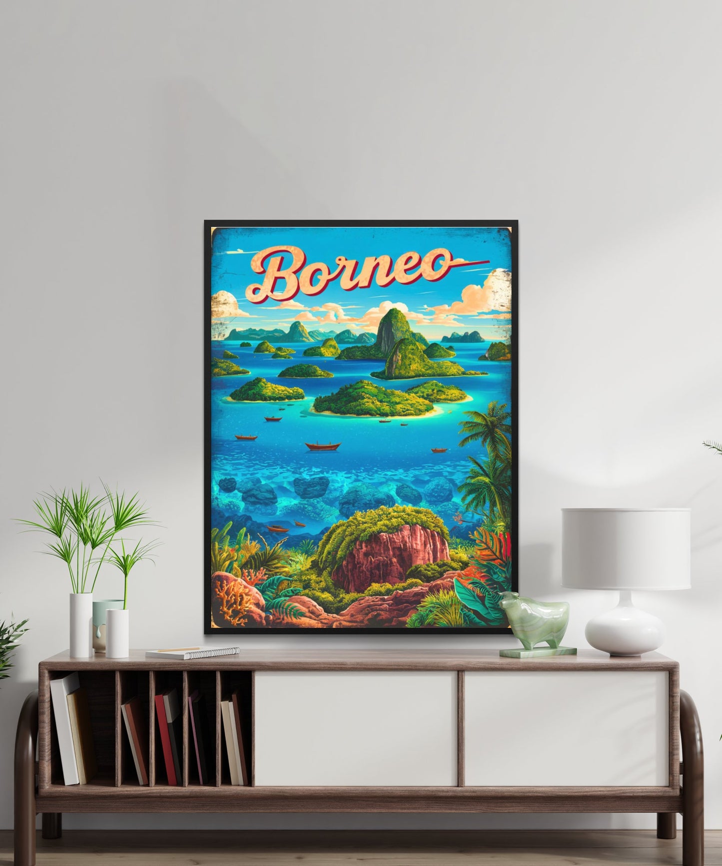 Borneo Vintage Travel Poster - Pristine Jungles