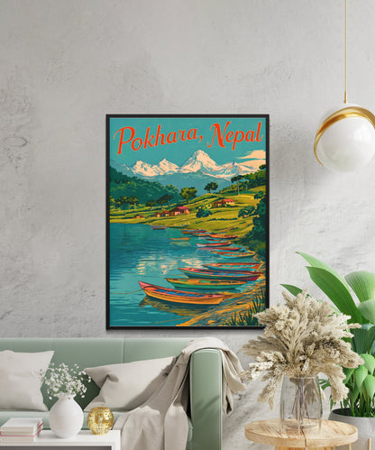 Pokhara Vintage Travel Poster