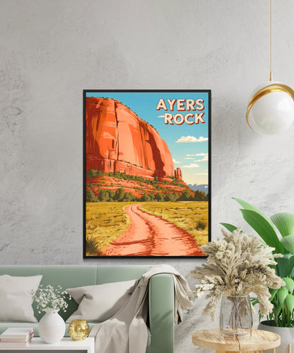 Ayers Rock Vintage Travel Poster