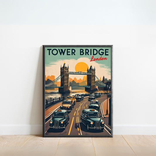 Tower Bridge Vintage Travel Poster - Gateway to the Thames