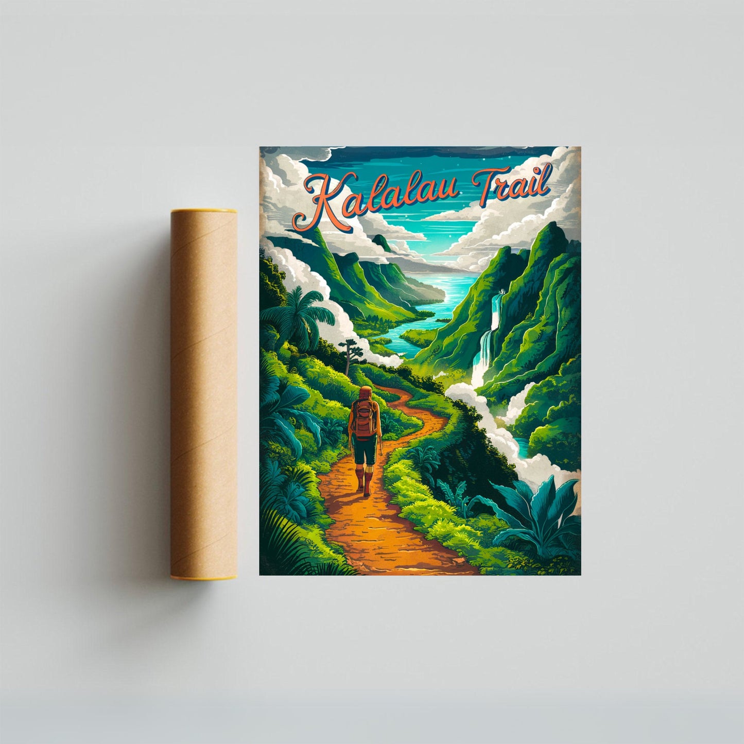 Kalalau Trail Vintage Travel Poster