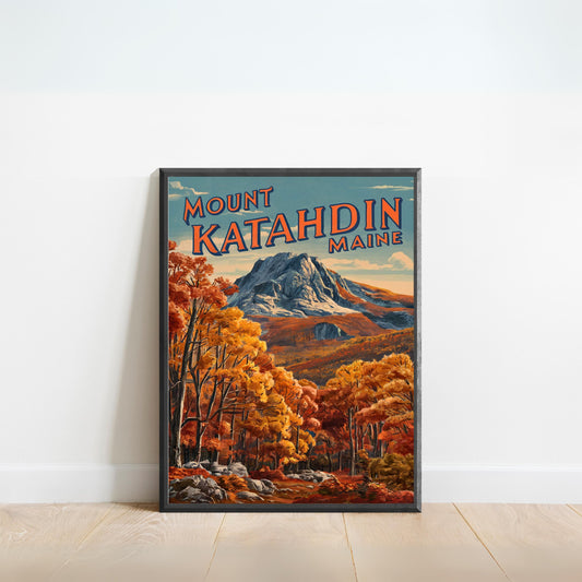 Mount Katahdin Vintage Travel Poster