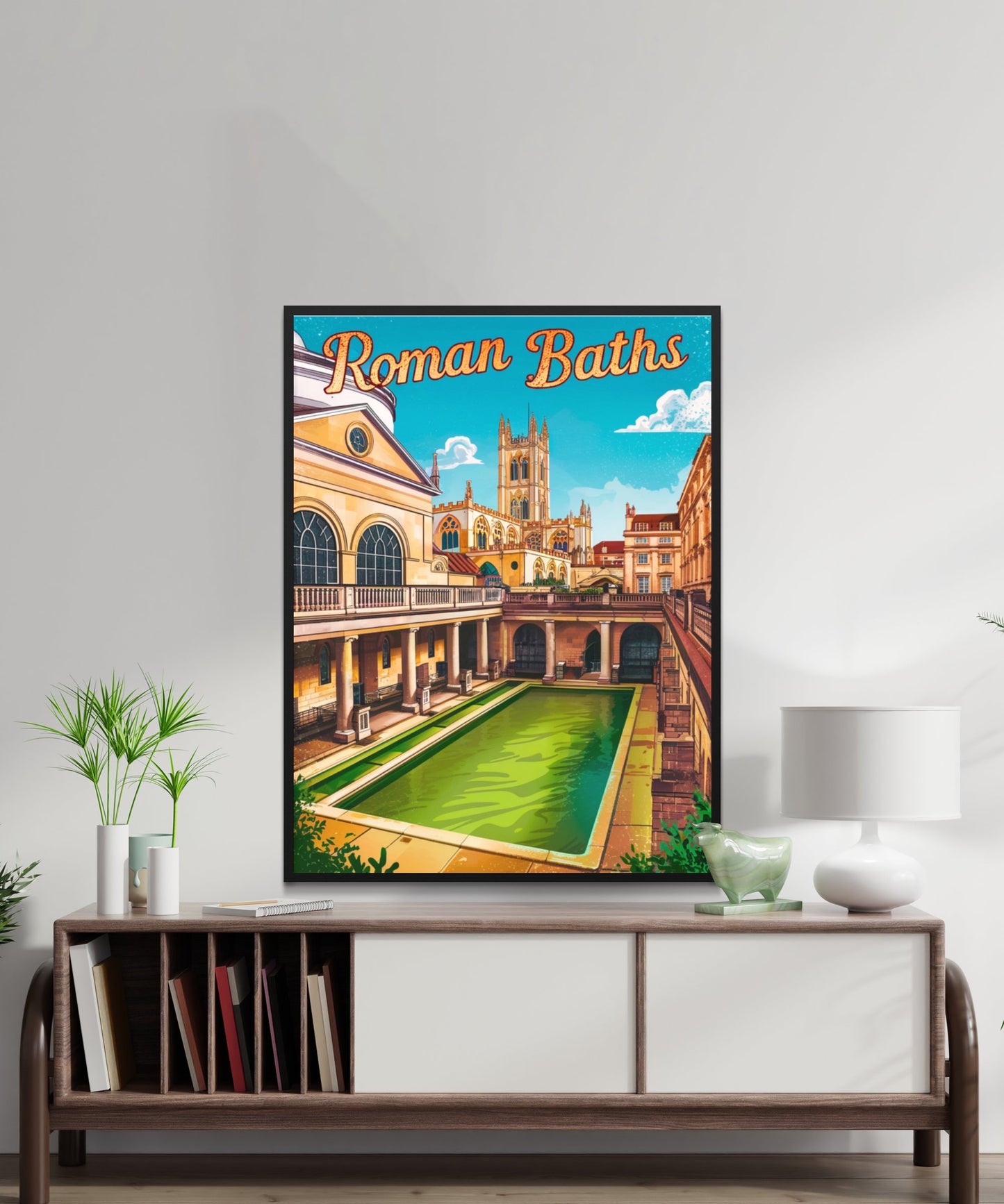 Roman Baths Vintage Travel Poster