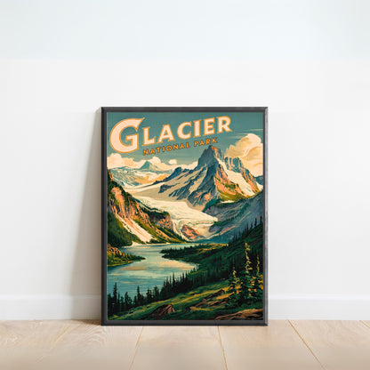 Glacier National Park Vintage Travel Poster - Timeless Mountain Majesty