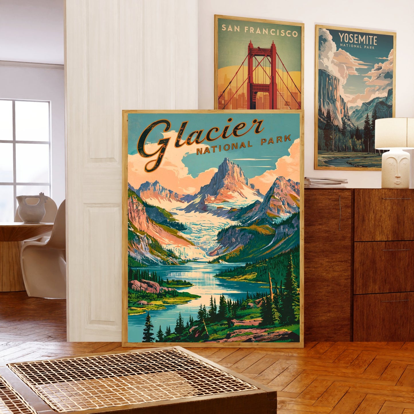 Glacier National Park Vintage Travel Poster - Peaks, Lakes, and Pristine Wilderness