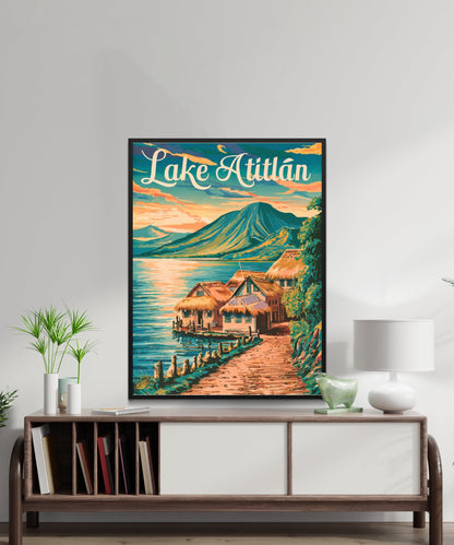 Lake Atitlán Vintage Travel Poster