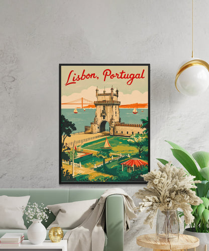 Lisbon Vintage Travel Poster - Capital of Portugal