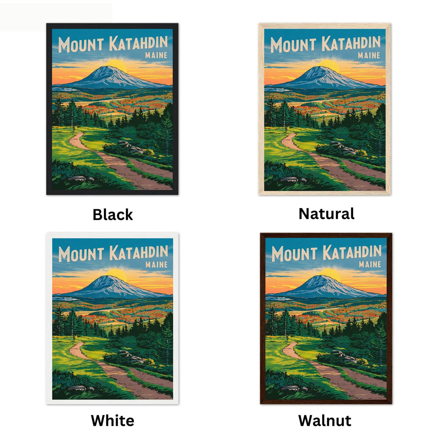 Mount Katahdin Vintage Travel Poster - Timeless Maine Wilderness