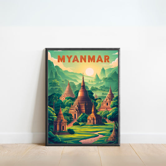 Myanmar  Vintage Travel Poster