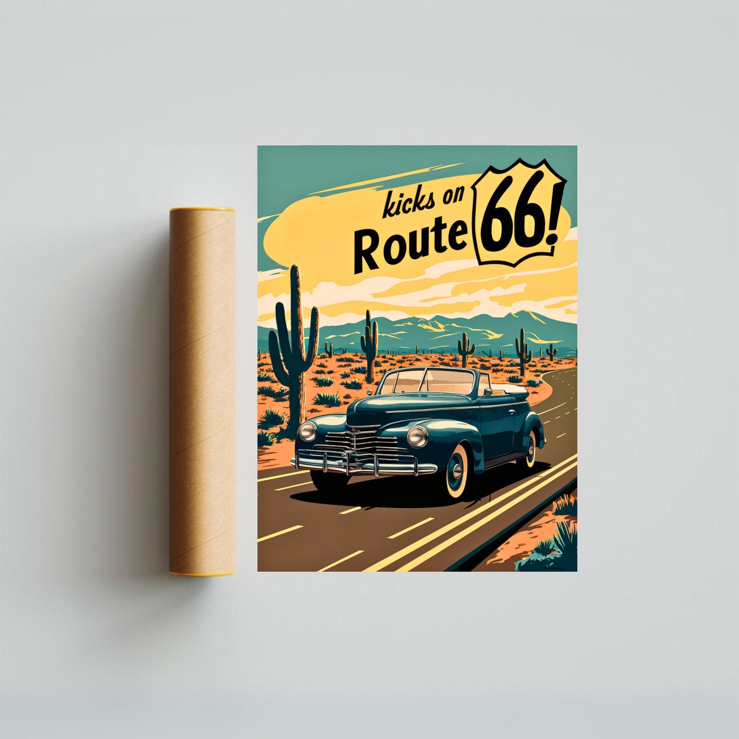 Route 66  Vintage Travel Poster