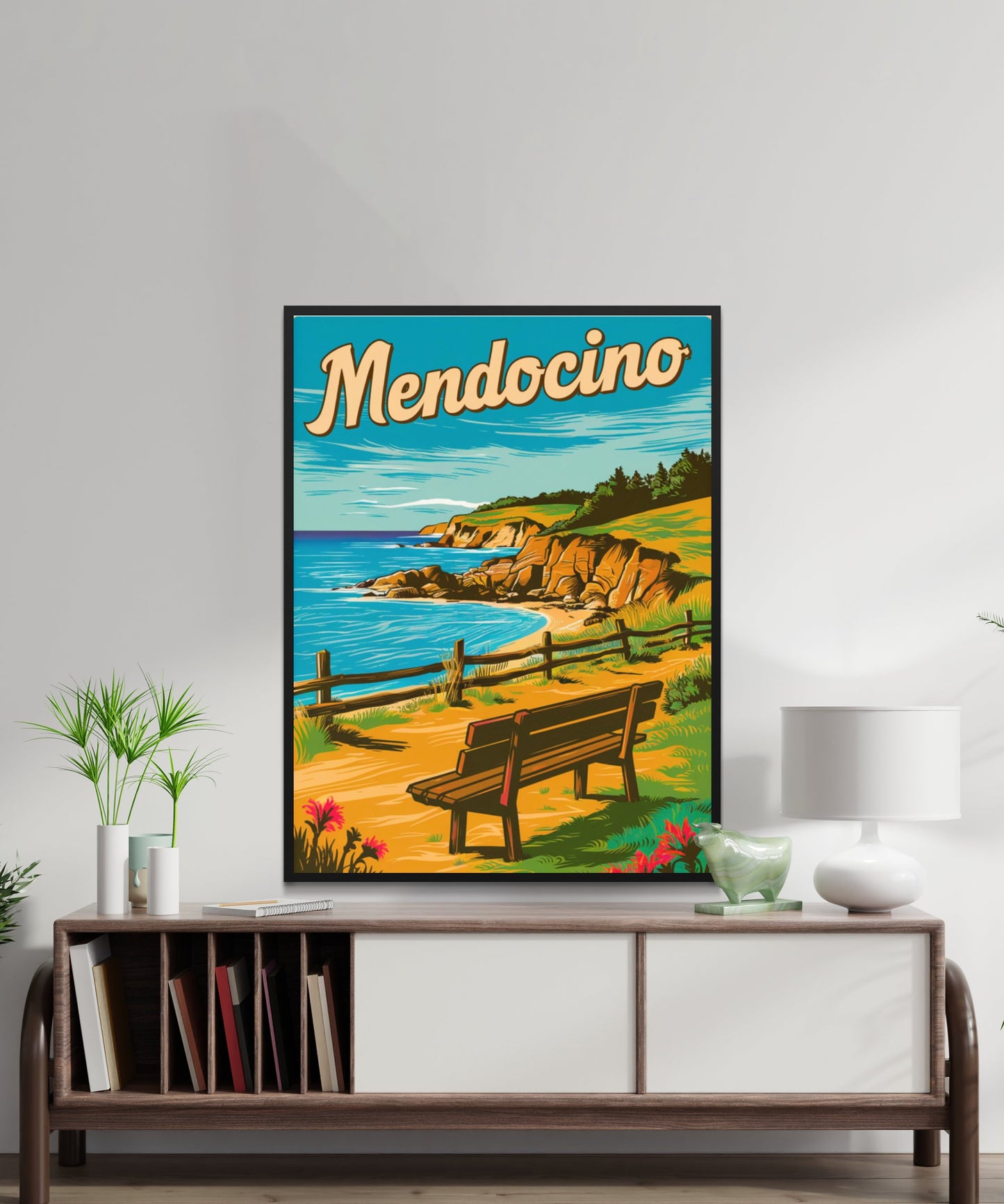 Mendocino Vintage Travel Poster - Serene Waters