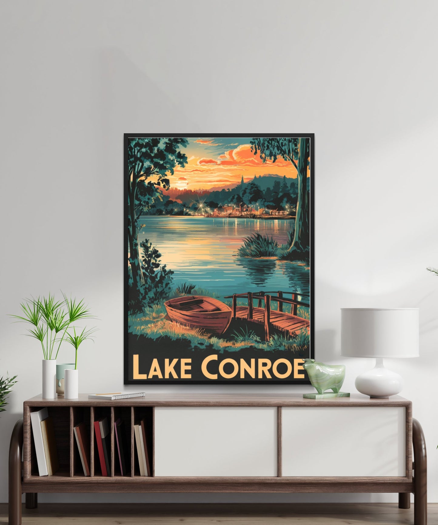 Lake Conroe Vintage Travel Poster - Crystal Clear