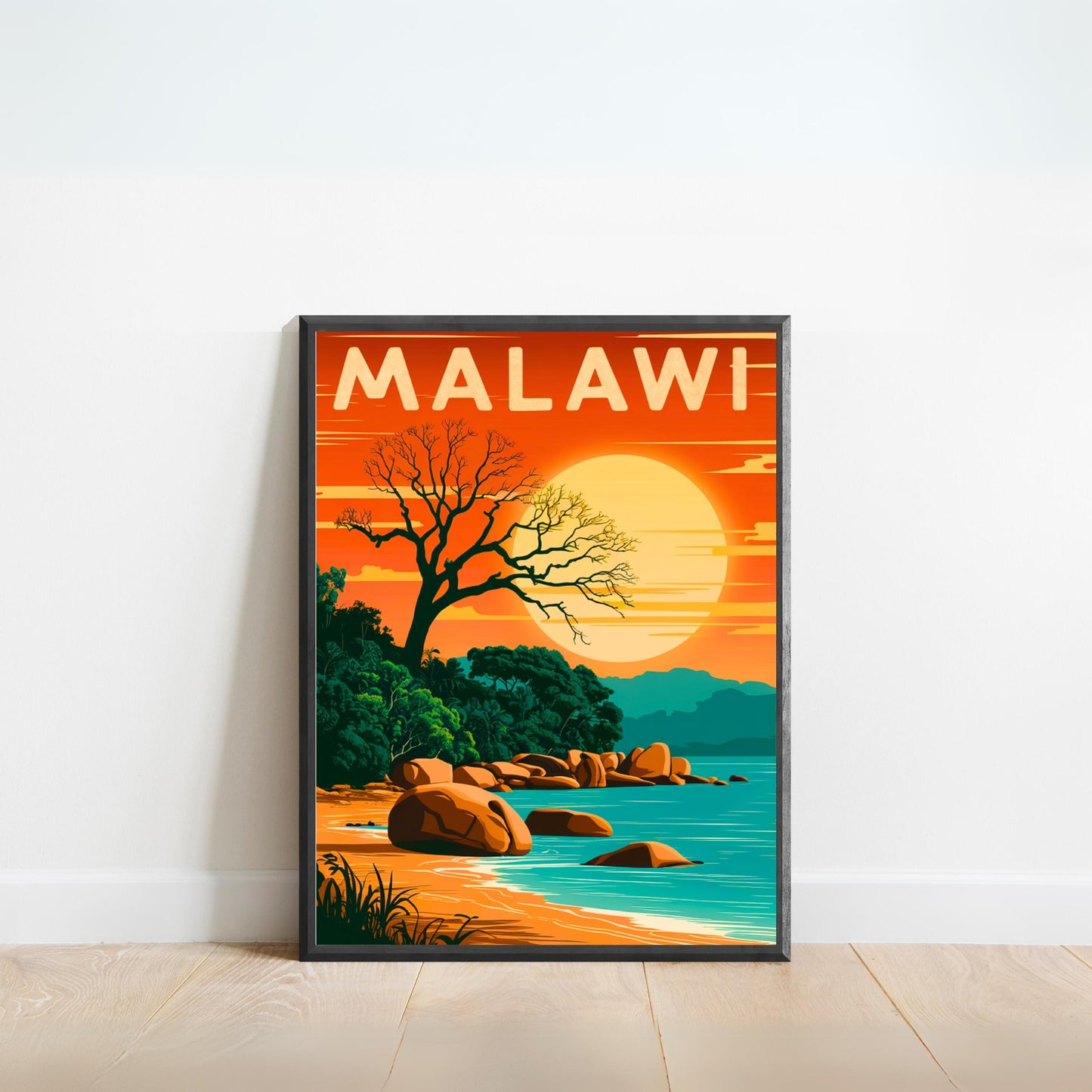 Lake Malawi Vintage Travel Poster - Outdoor Adventure