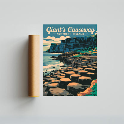 Giant's Causeway Vintage Travel Poster - Mystical Coastal Beauty