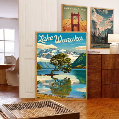 Lake Wanaka Vintage Travel Poster