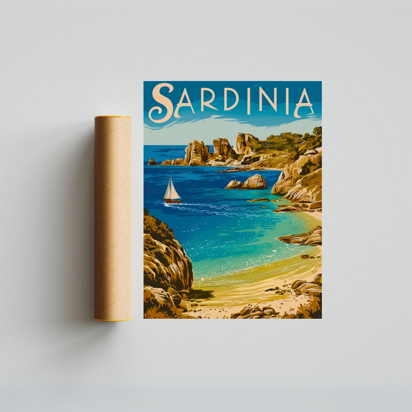 Sardinia Vintage Travel Poster