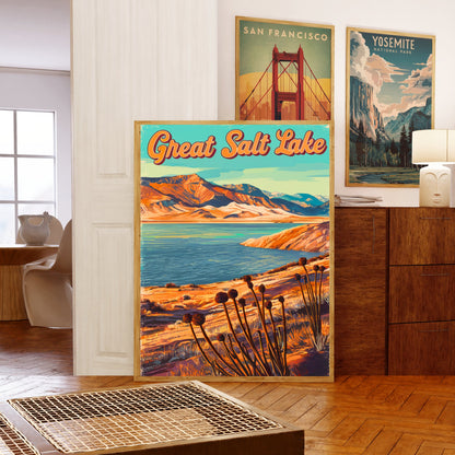 Great Salt Lake Vintage Travel Poster