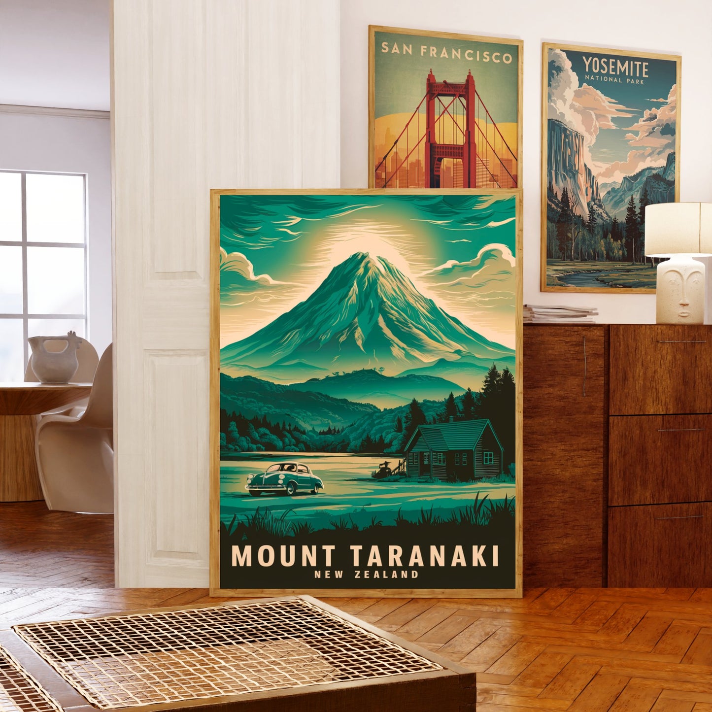 Mount Taranaki Vintage Travel Poster - Mountainous Landscape