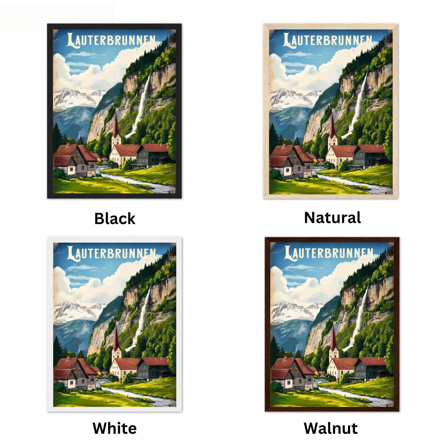 Lauterbrunnen Vintage Travel Poster - Swiss Valley Charm