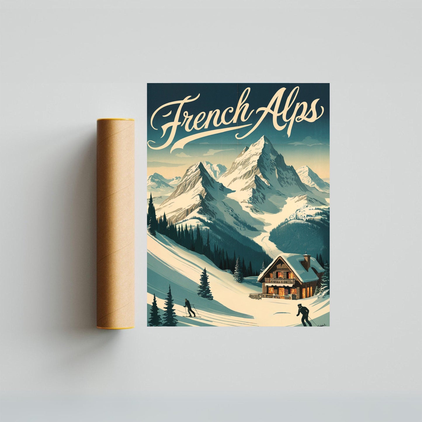 French Alps Vintage Travel Poster - Mountain Views