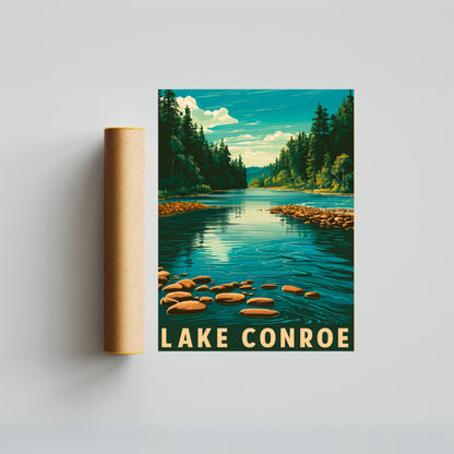 Lake Conroe Vintage Travel Poster