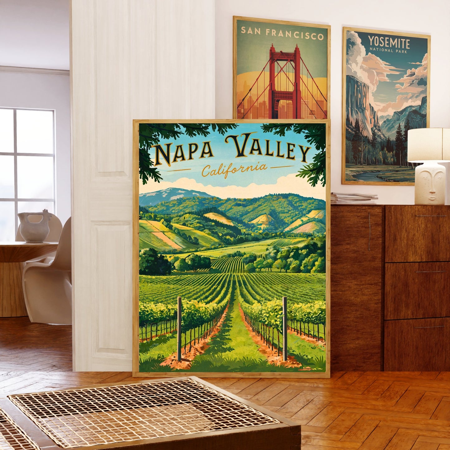 Napa Valley Vintage Travel Poster - Vineyards and Scenic Hills