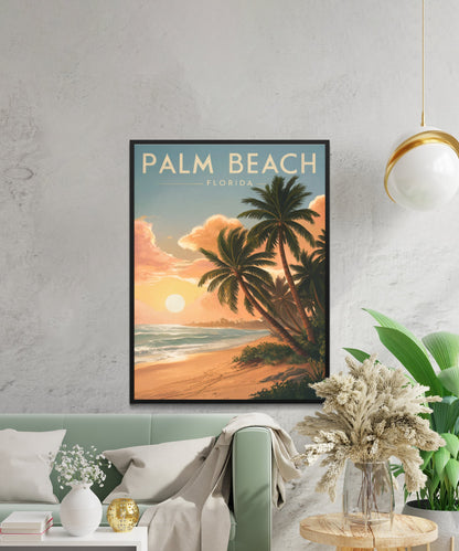 Palm Beach Vintage Travel Poster - Oceanfront Charm