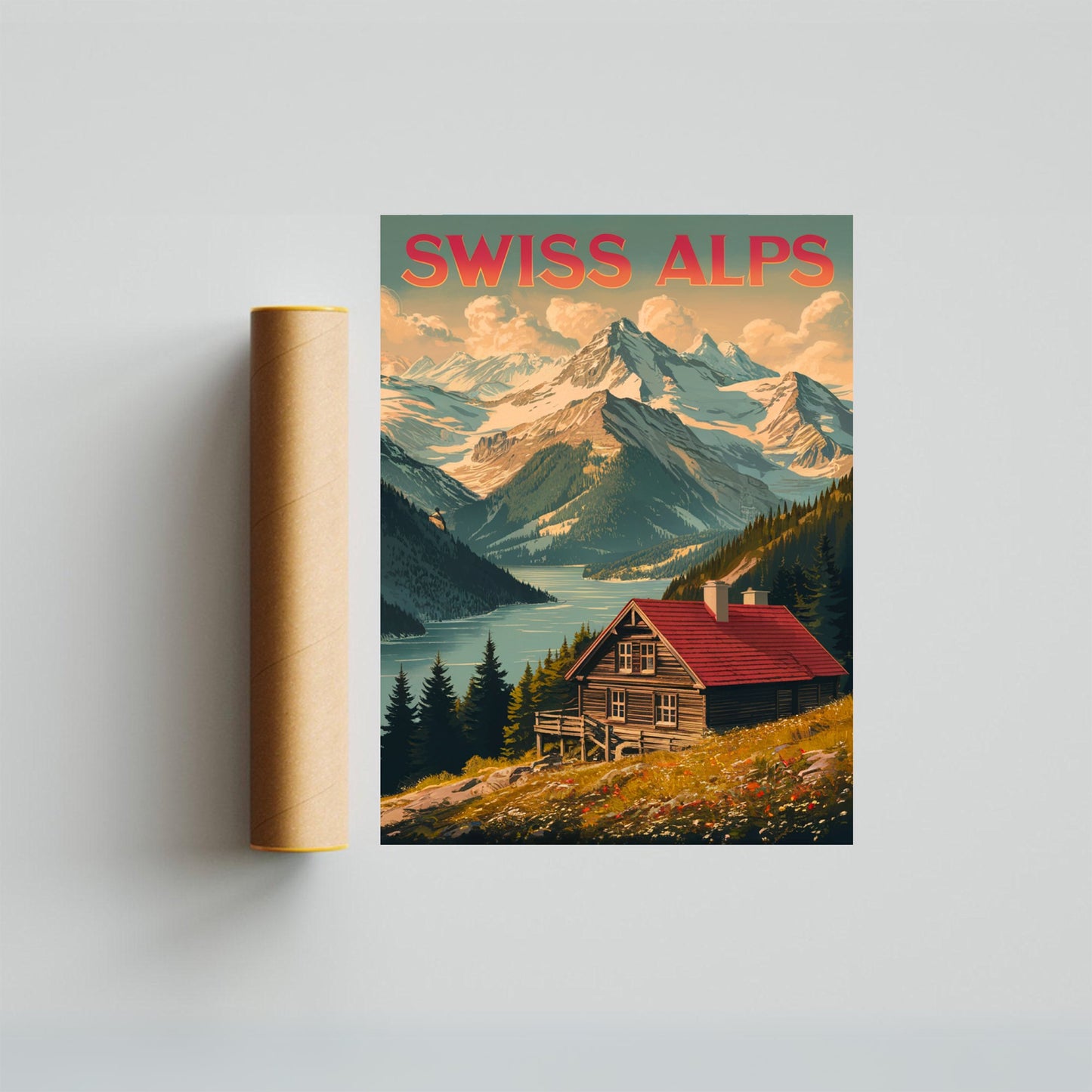 Swiss Alps Vintage Travel Poster - Beautiful Views