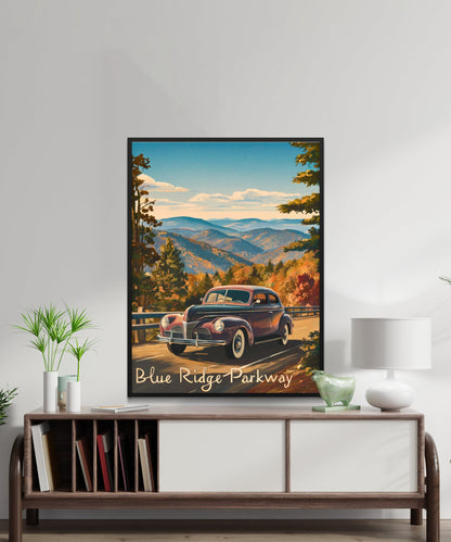 Blue Ridge Parkway Vintage Travel Poster - Scenic Mountain Drive