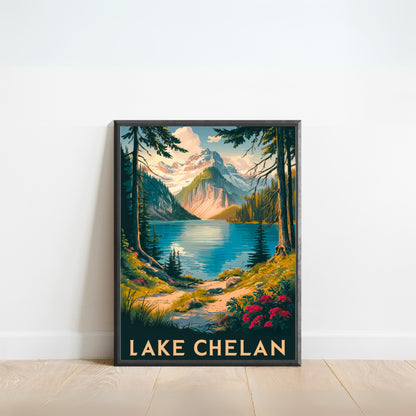 Lake Chelan Vintage Travel Poster - Tranquil Waters