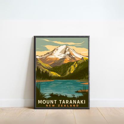 Mount Taranaki Vintage Travel Poster - Majestic Peaks