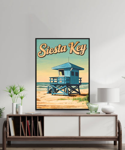 Siesta Key Vintage Travel Poster - Tropical Tranquility