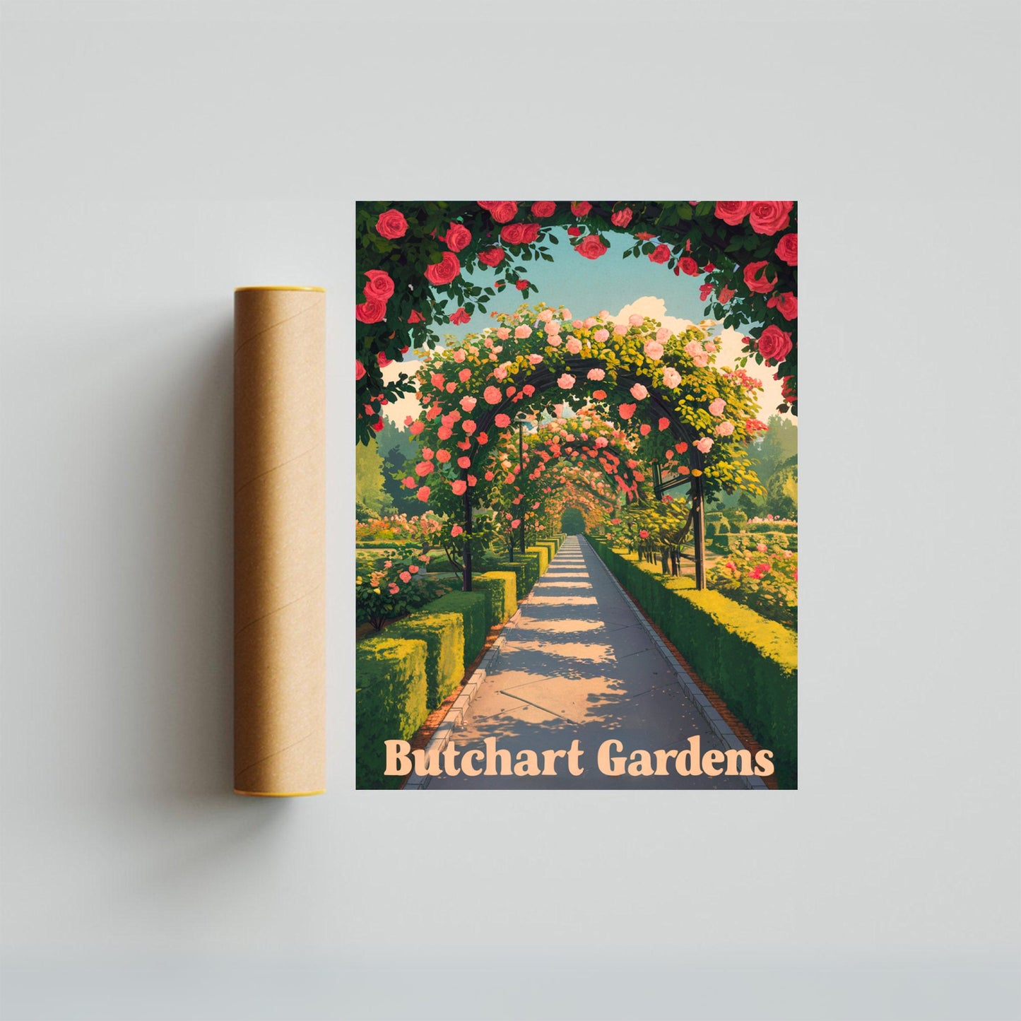 Butchart Gardens Vintage Travel Poster