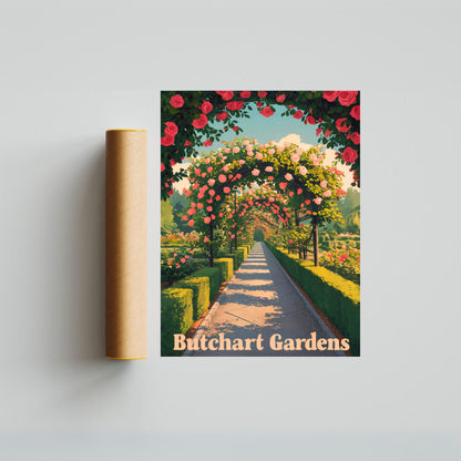 Butchart Gardens Vintage Travel Poster