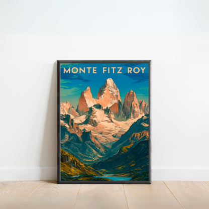 Monte Fitz Roy Vintage Travel Poster - Majestic Peaks