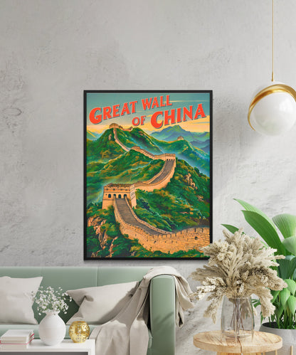 Great Wall of China Vintage Travel Poster - The Majestic Fortress