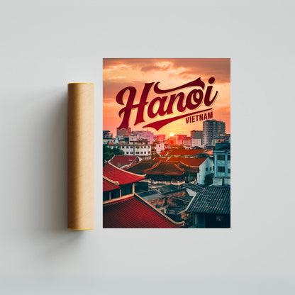 Hanoi Vintage Travel Poster