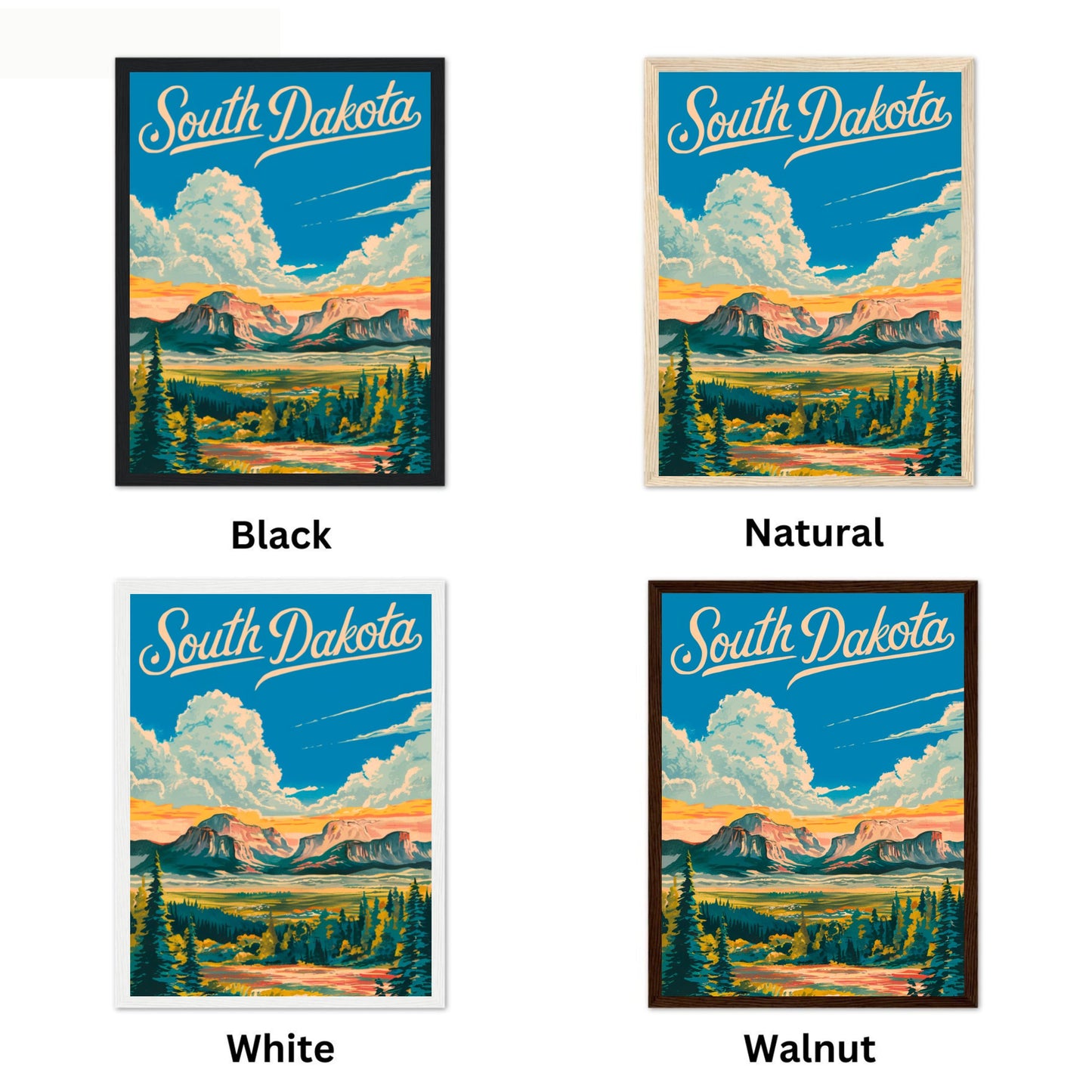 South Dakota Vintage Travel Poster - Majestic Peak