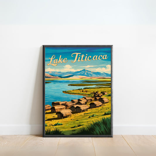 Lake Titicaca Vintage Travel Poster - Timeless Andean Serenity