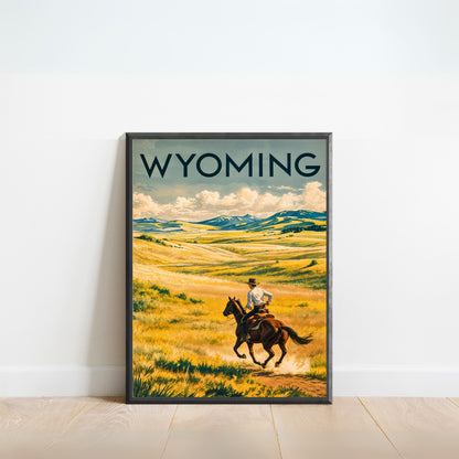 Wyoming  Vintage Travel Poster - The Wild Beauty of the Cowboy State