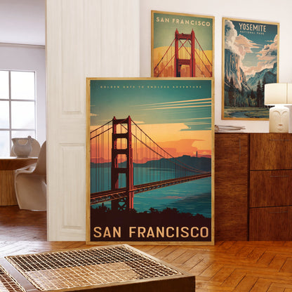 San Francisco Vintage Travel Poster - Bay Area Charm