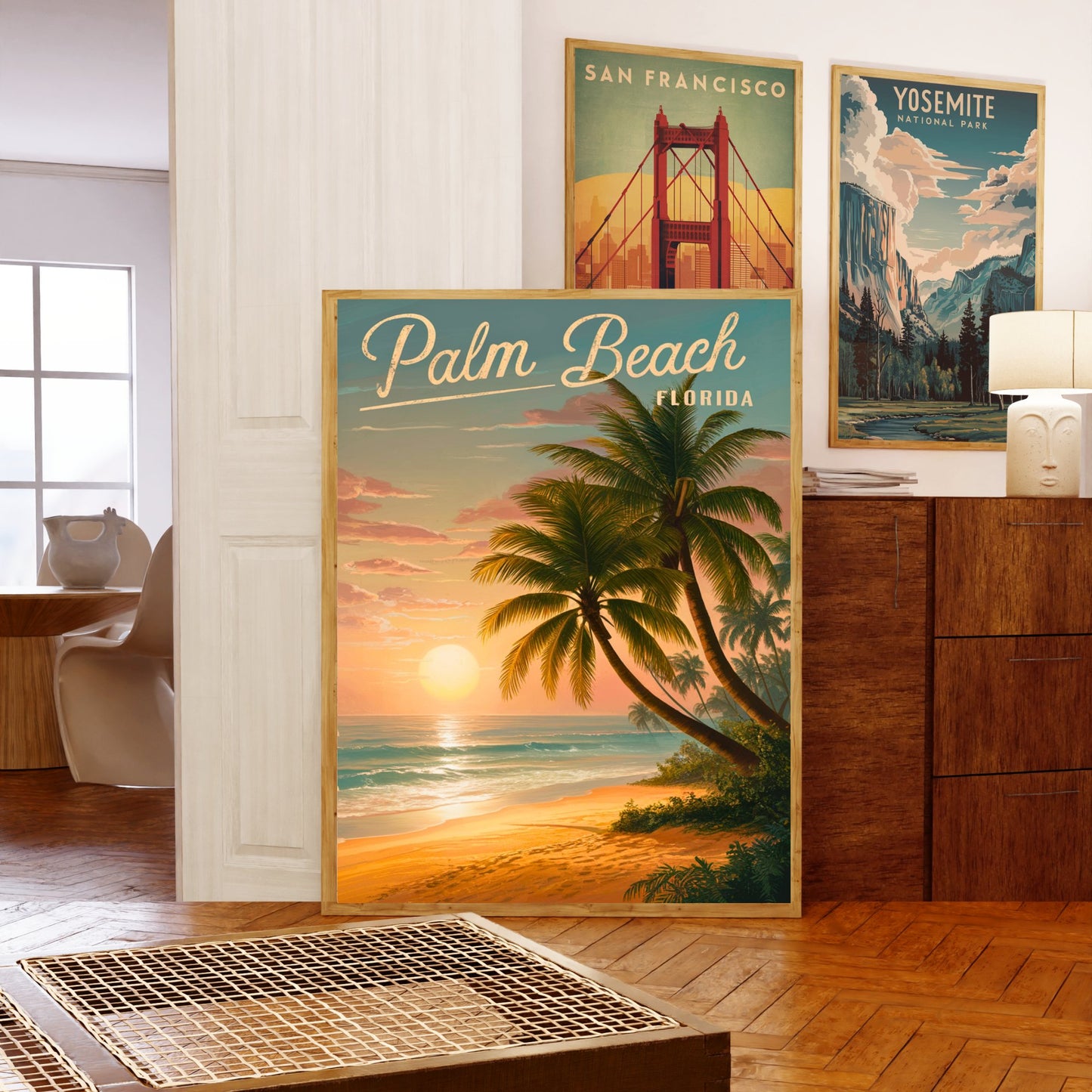 Palm Beach Vintage Travel Poster - Beachfront Beauty