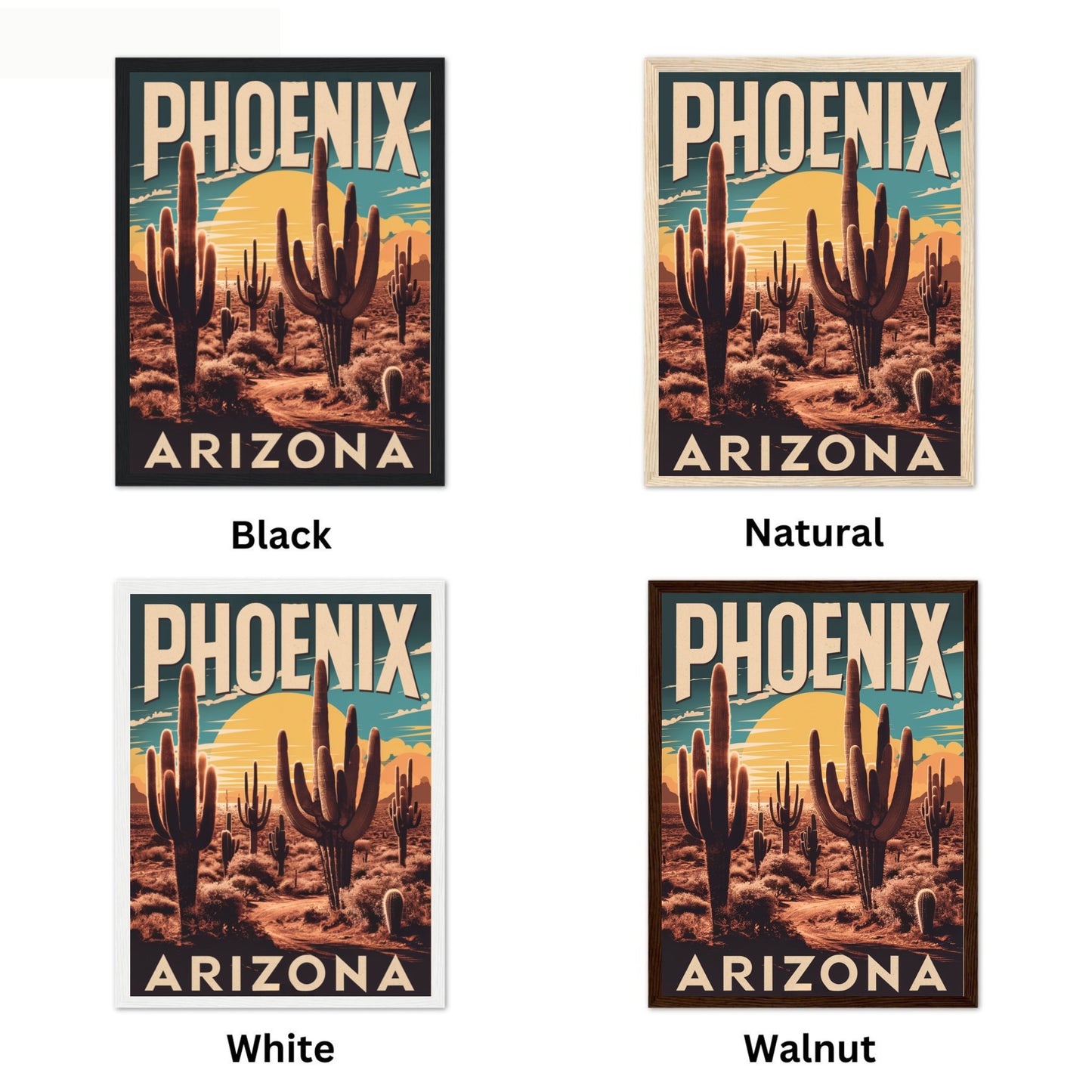 Phoenix Vintage Travel Poster - Mountain Views