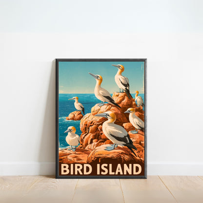 Bird Island Vintage Travel Poster