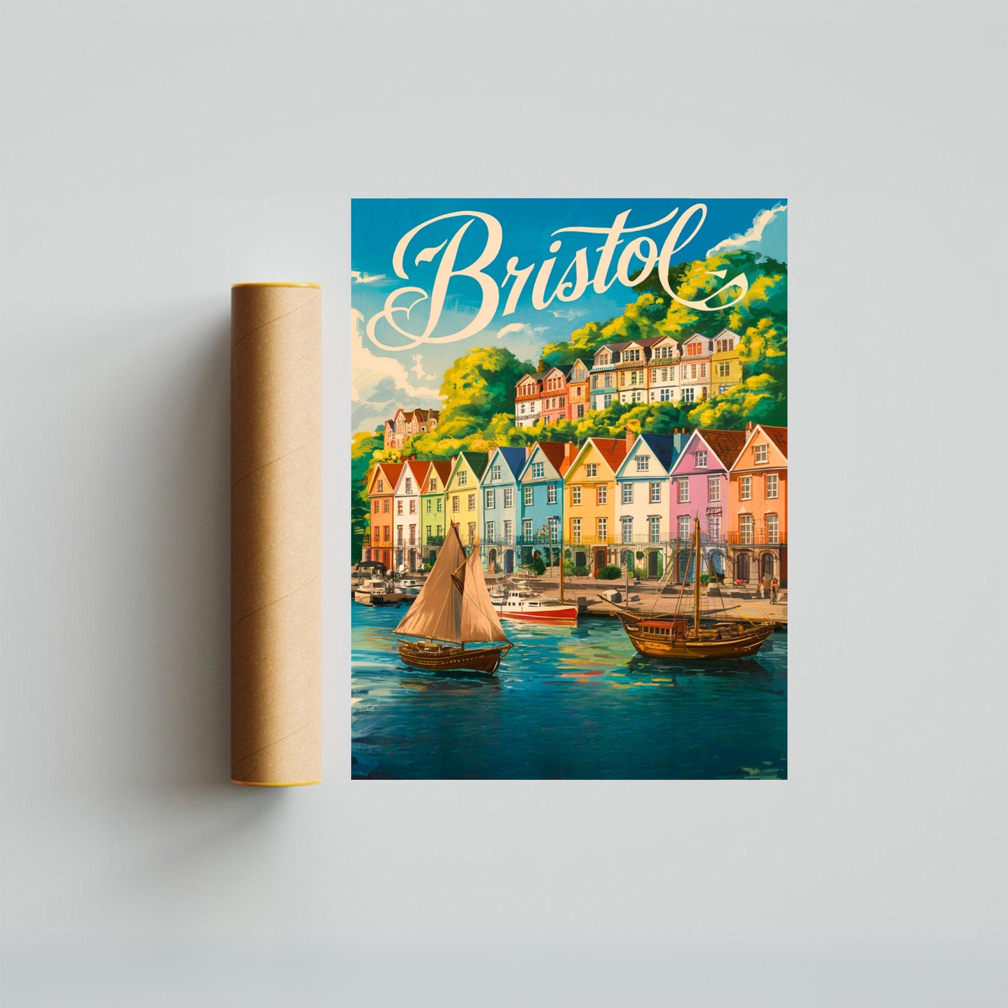 Bristol Vintage Travel Poster - Harbour Town