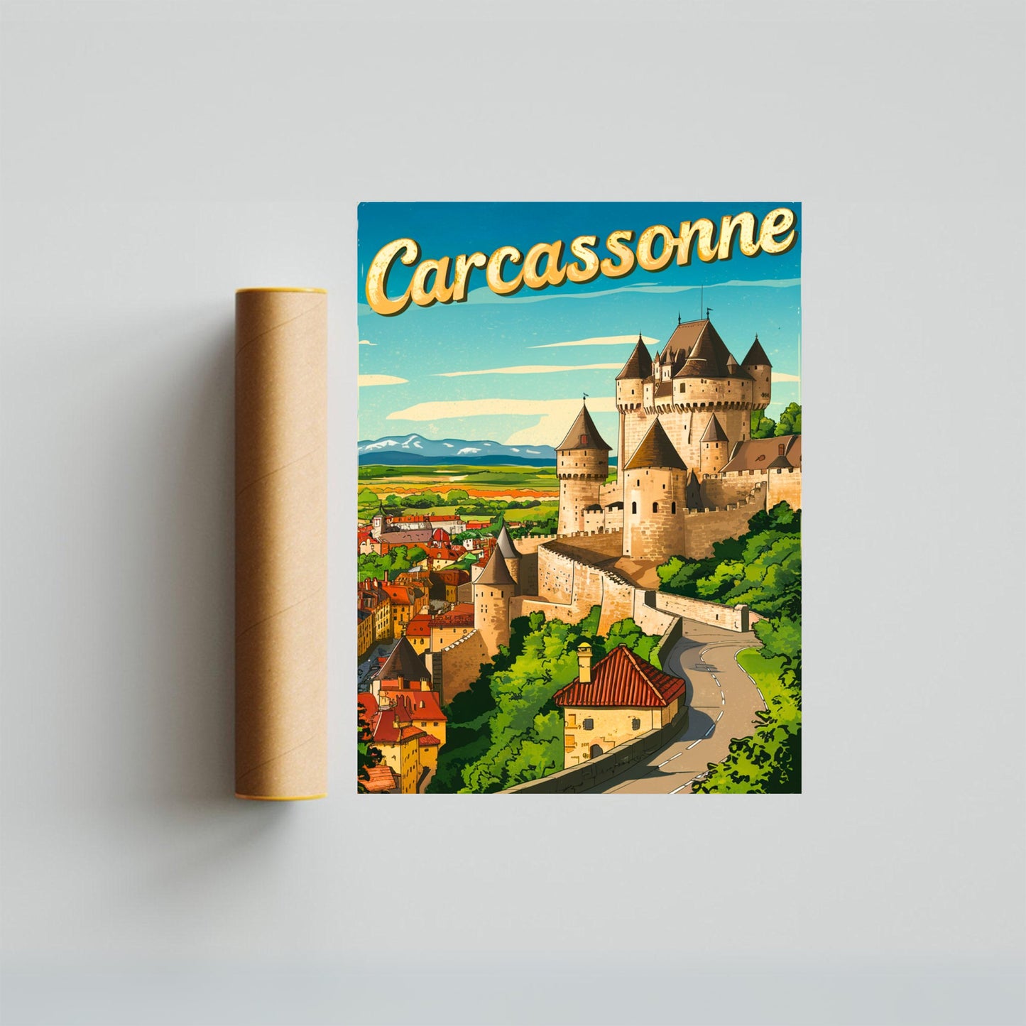 Carcassonne Vintage Travel Poster