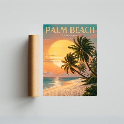 Palm Beach Vintage Travel Poster - Luxury and Sunshine